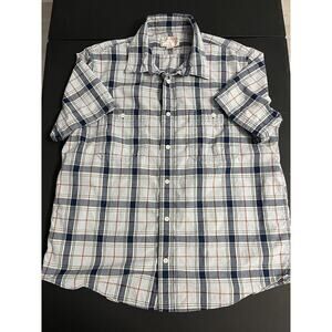 CC Filson Extra Large Adult Button Shirt Blue Plaid Short Sleeve Casual Mens
